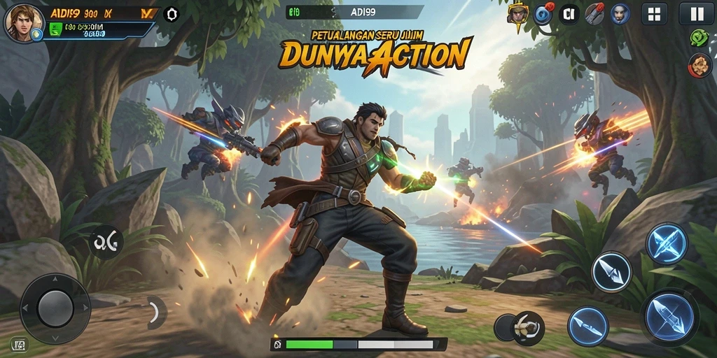 Tampilan aksi seru dalam gameplay ADI99 yang menegangkan.