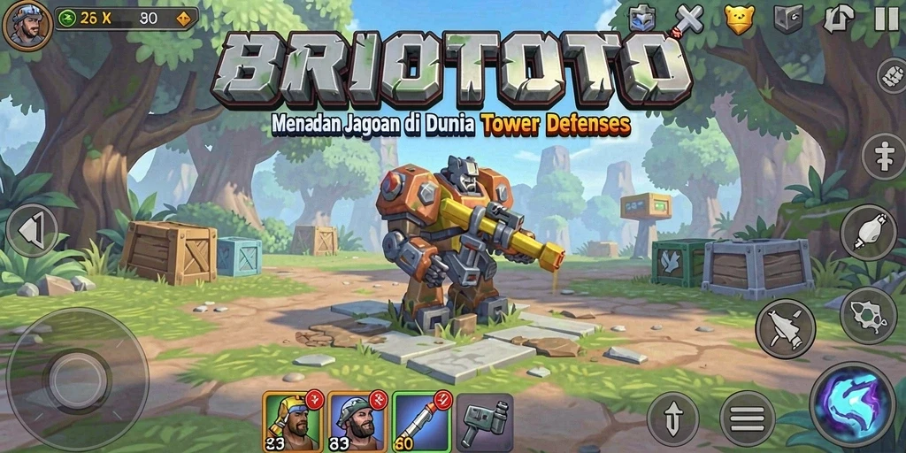 Tampilan gameplay BRIOTOTO yang menegangkan dalam Tower Defense.