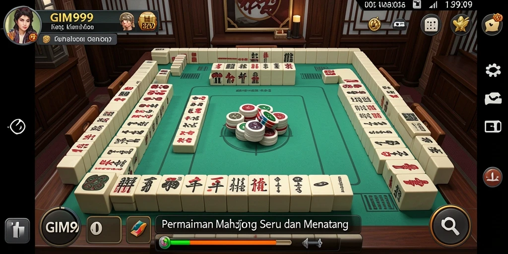 Tampilan gameplay GIM999 dengan desain ubin Mahjong yang menarik.