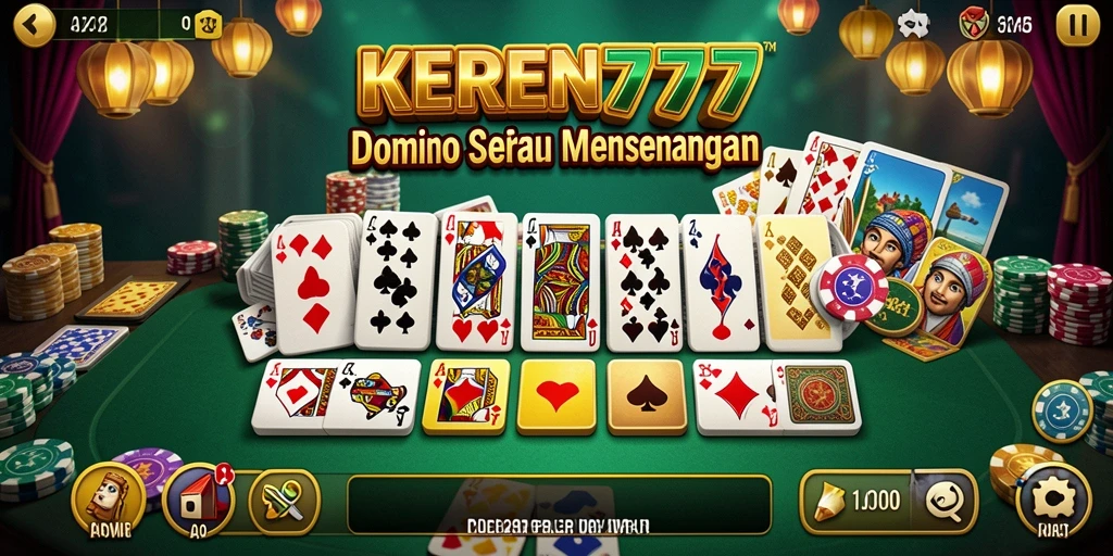 Tampilan gameplay seru KEREN777 yang menampilkan aksi permainan Domino.
