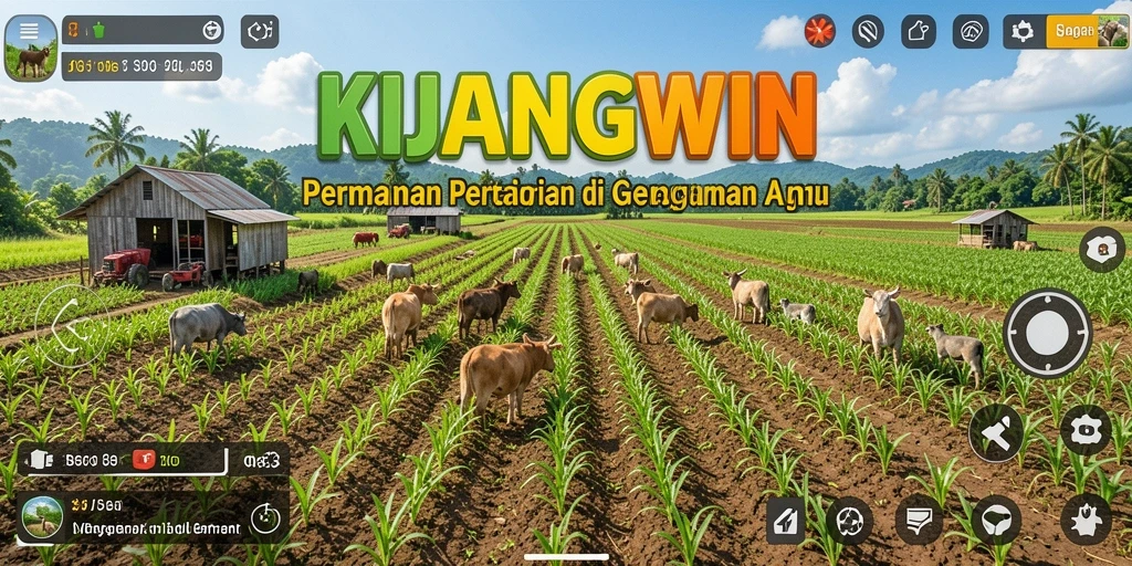 Tangkapan layar KIJANGWIN menampilkan petani yang sedang merawat ladang hijau.
