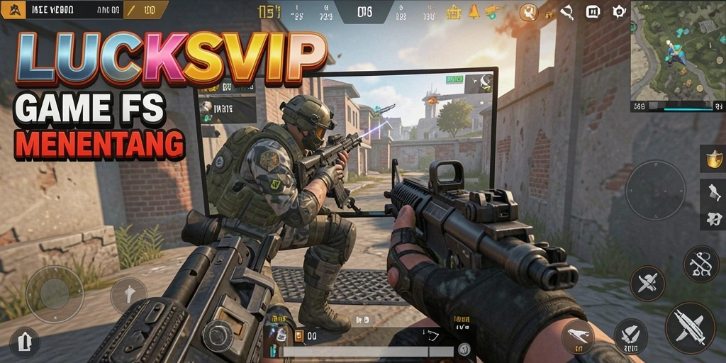 Tampilan gameplay seru LUCKSVIP dalam pertarungan FPS.