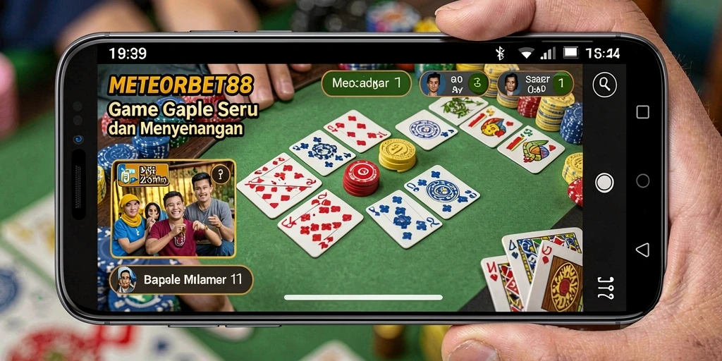 Screenshot METEORBET88 menunjukkan gameplay Gaple yang seru dan interaktif.