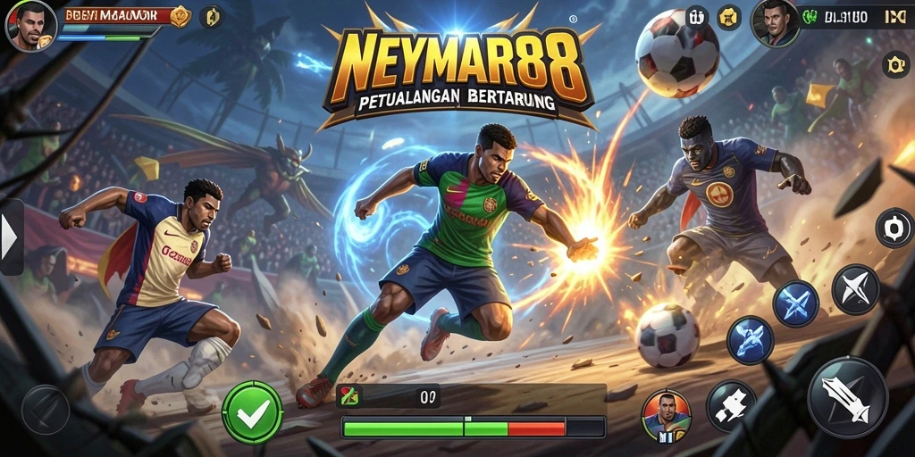 Gambar tampilan gameplay NEYMAR88 yang penuh aksi pertarungan.