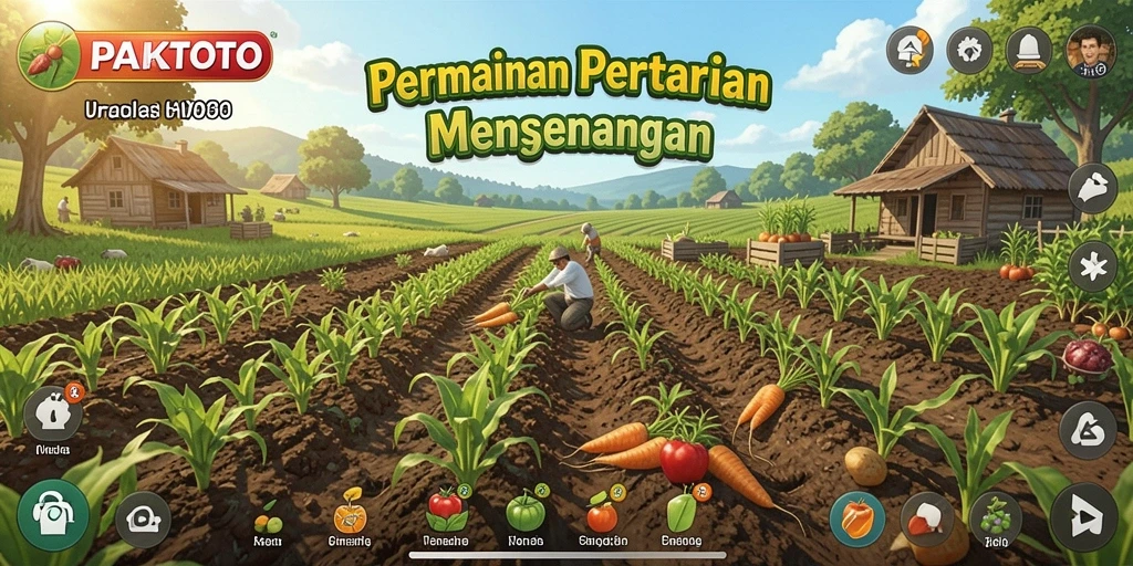 Tampilan gameplay yang menarik di PAKTOTO menunjukkan aktivitas bertani yang seru.
