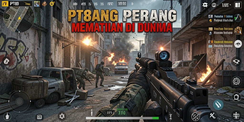 Screenshot PT89 menampilkan aksi pertempuran FPS yang intens.