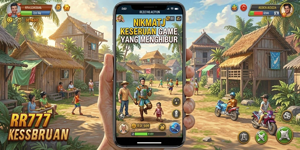 Tampilan gameplay RR777 yang penuh warna dan menyenangkan.