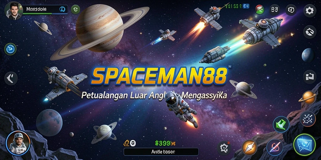 Tangkapan layar SPACEMAN88 menampilkan pemain menjelajahi planet asing yang menakjubkan.