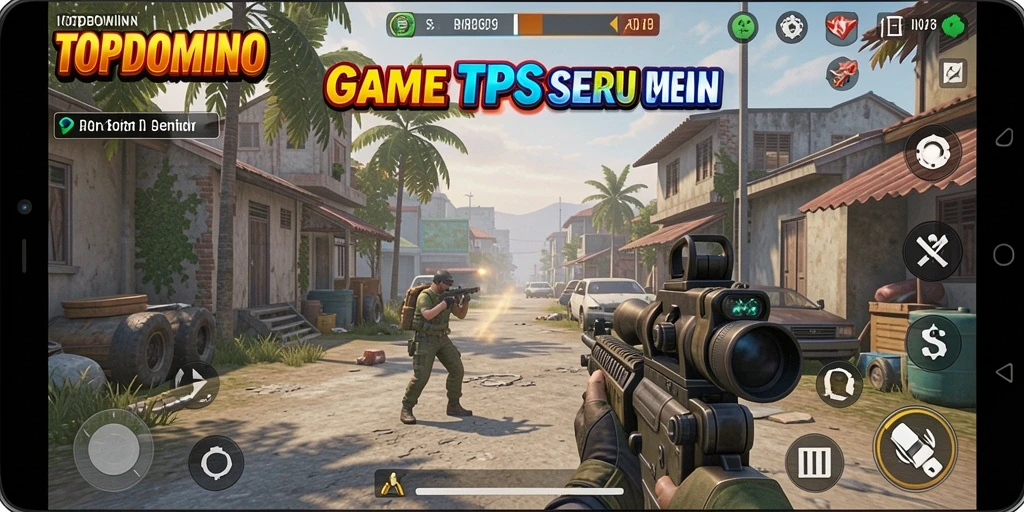 Tangkapan layar permainan TOPDOMINO dengan aksi menegangkan.