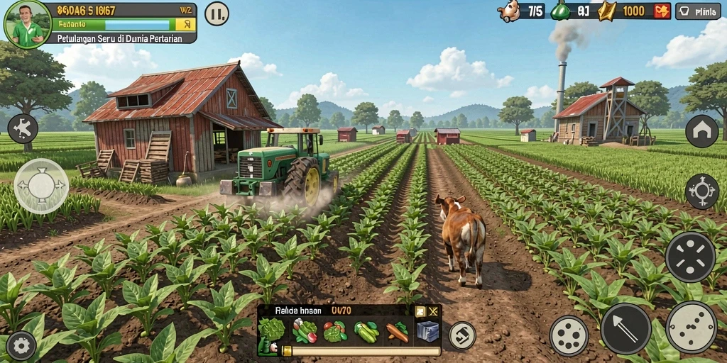 Gameplay seru W67 dengan berbagai aktivitas bertani.