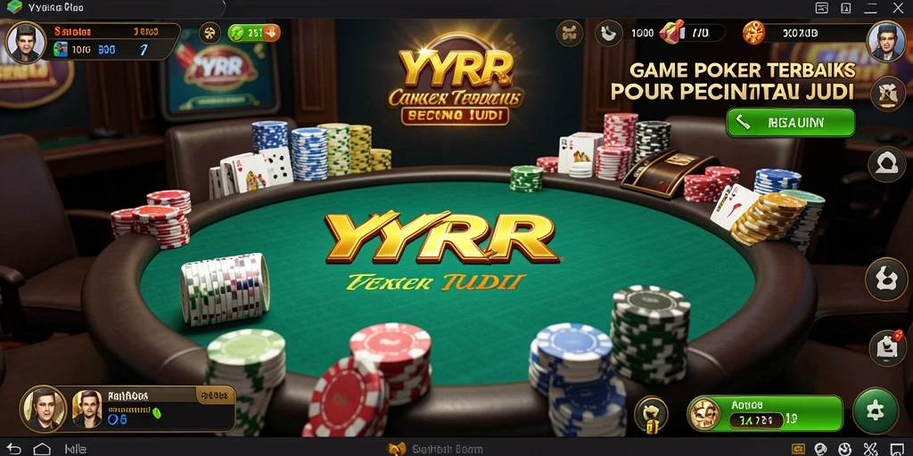 Screenshot permainan YYRR menampilkan aksi seru di meja Poker.